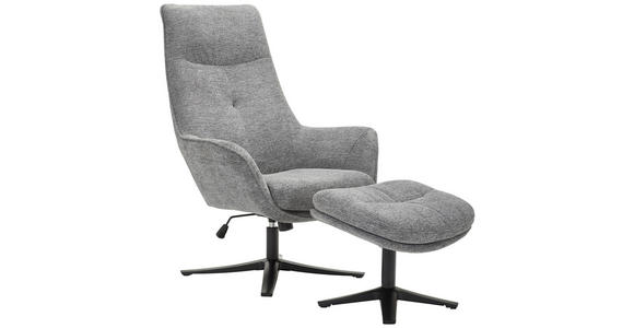 RELAXSESSELSET Webstoff Relaxfunktion, Hocker - Schwarz/Grau, Design, Textil/Metall (73/108/83cm) - Cantus