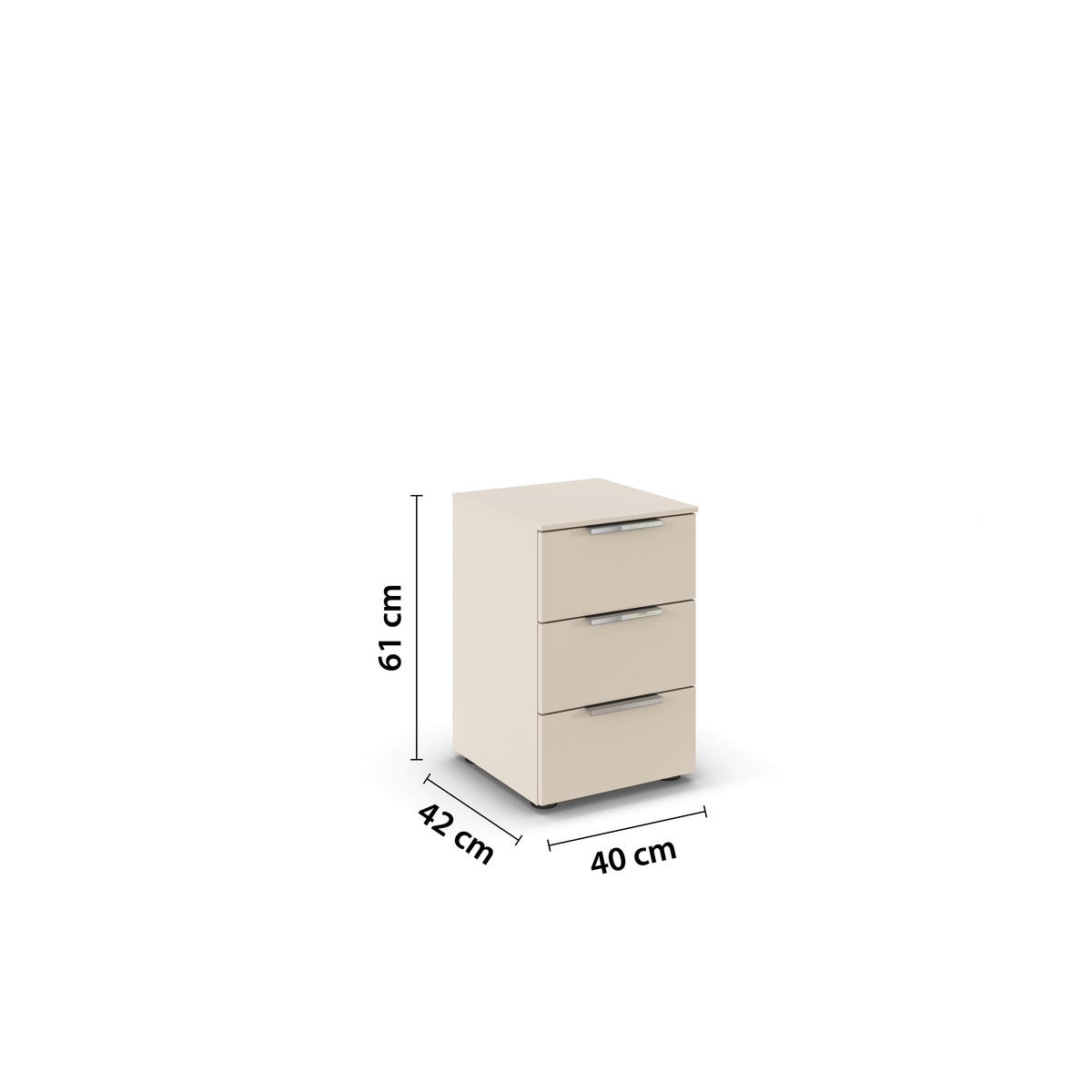 NACHTSCHRANK 40/61/42 cm  - Chromfarben/Champagner, MODERN, Holzwerkstoff/Metall (40/61/42cm) - Rauch Möbel
