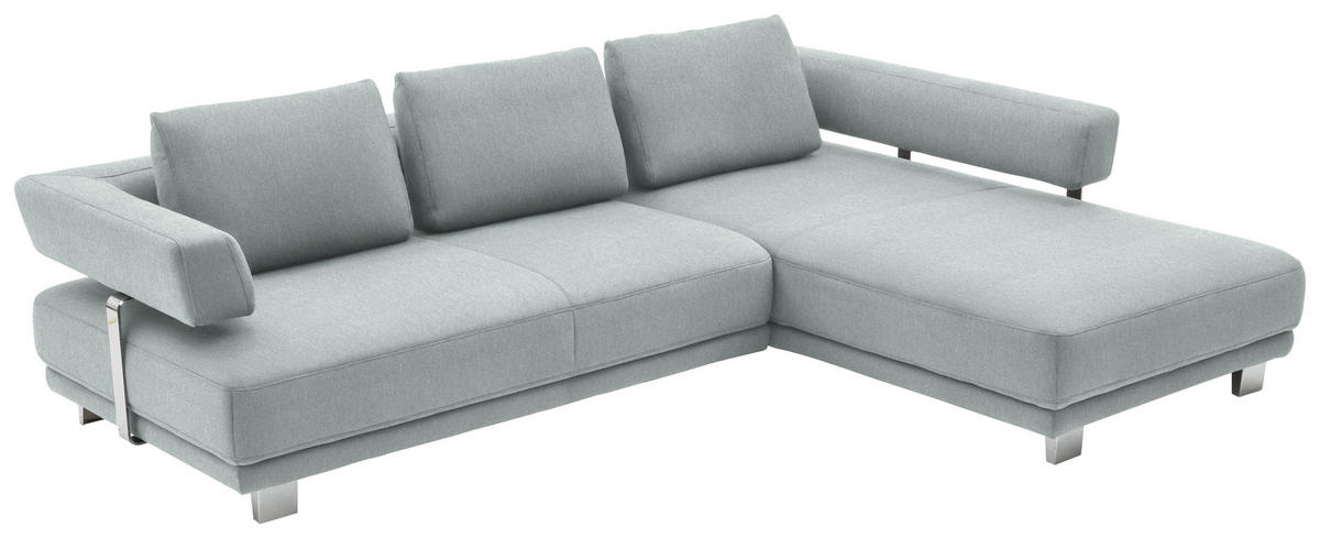 ECKSOFA in Chenille Salbeigrün  - Chromfarben/Salbeigrün, Natur, Textil/Metall (297/214cm) - Valdera