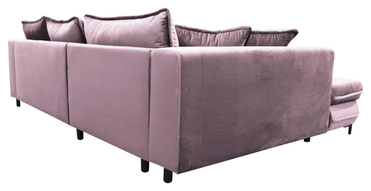 ECKSOFA in Velours Beere  187/277 cm  - Beere/Beige, Design, Textil/Metall (187/277cm) - Livetastic