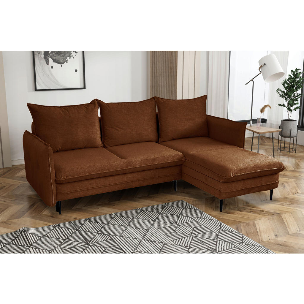 Thumbnail - Mid.you Ecksofa, Rost, Textil, 3-Sitzer, Füllung: Polyurethan (PUR),Polyurethan (Pur), seitenverkehrt montierbar, L-Form...