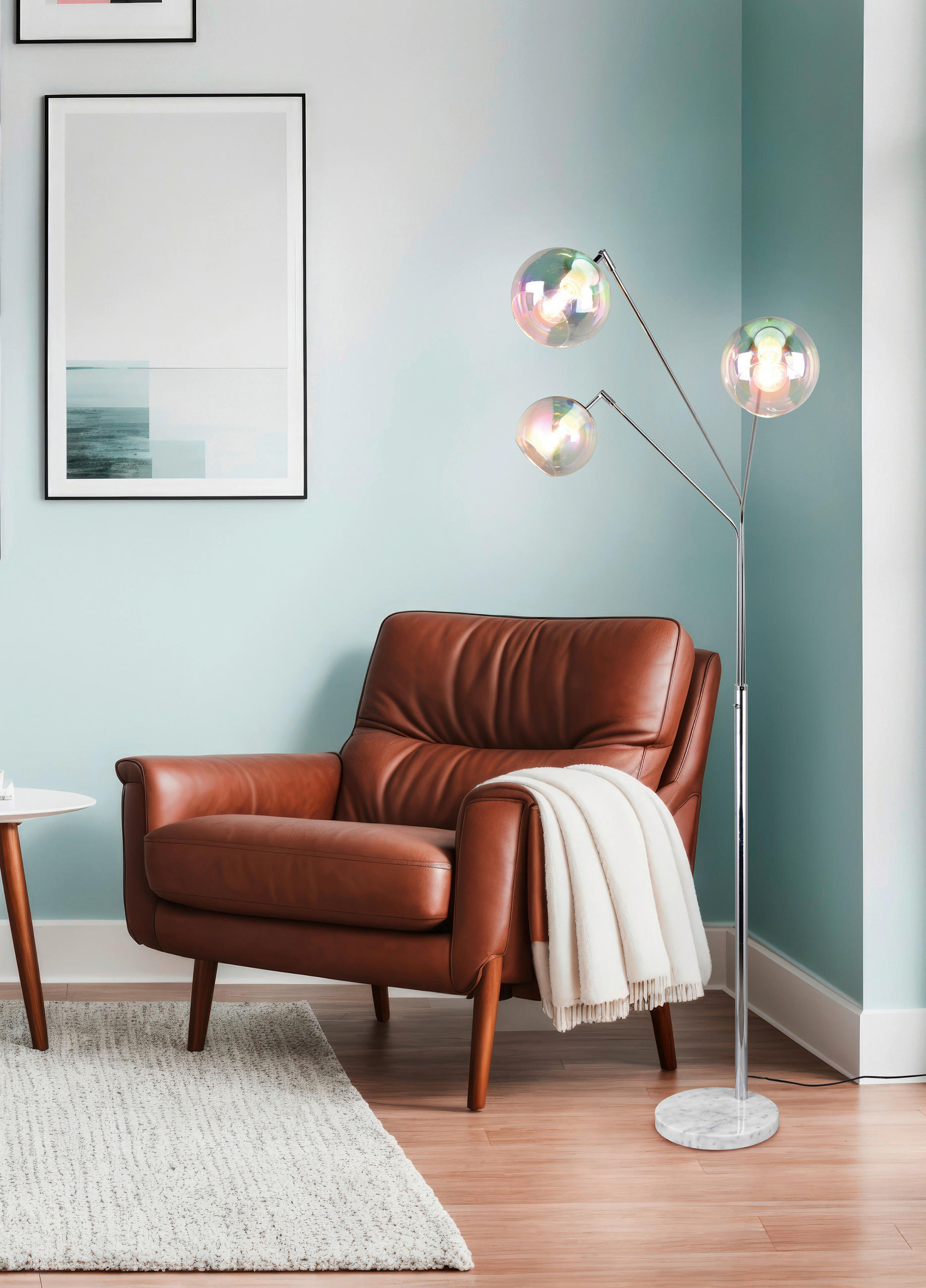 STEHLEUCHTE - Chromfarben/Weiss, Design, Glas/Metall (67/30/200cm) - Trio Leuchten