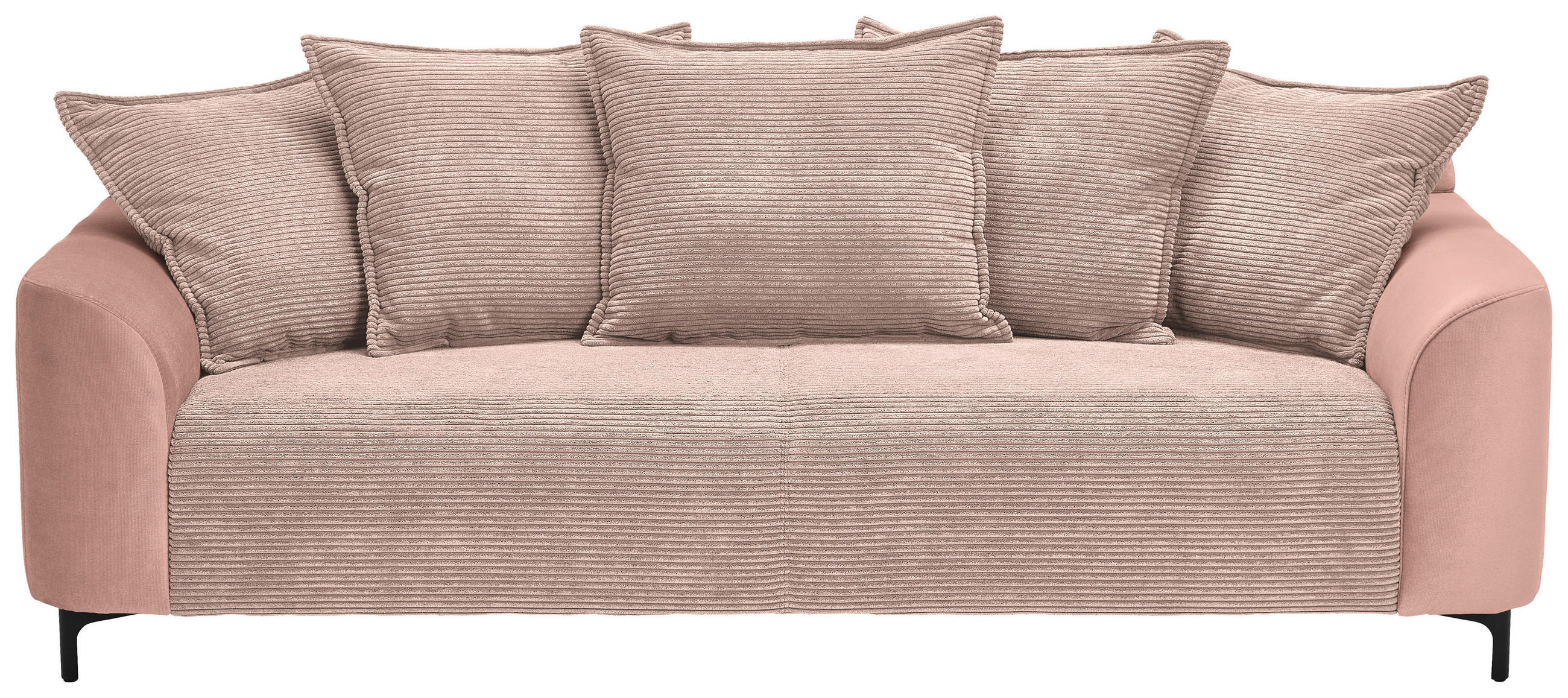3-SITZER-SOFA in Cord, Velours Rosa  - Schwarz/Rosa, Konventionell, Textil/Metall (228/84/99cm) - Carryhome