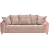 3-SITZER-SOFA in Cord, Velours Rosa  - Schwarz/Rosa, Konventionell, Textil/Metall (228/84/99cm) - Carryhome