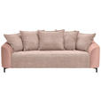 3-SITZER-SOFA  in Cord, Velours Rosa  - Schwarz/Rosa, KONVENTIONELL, Textil/Metall (228/84/99cm) - Carryhome