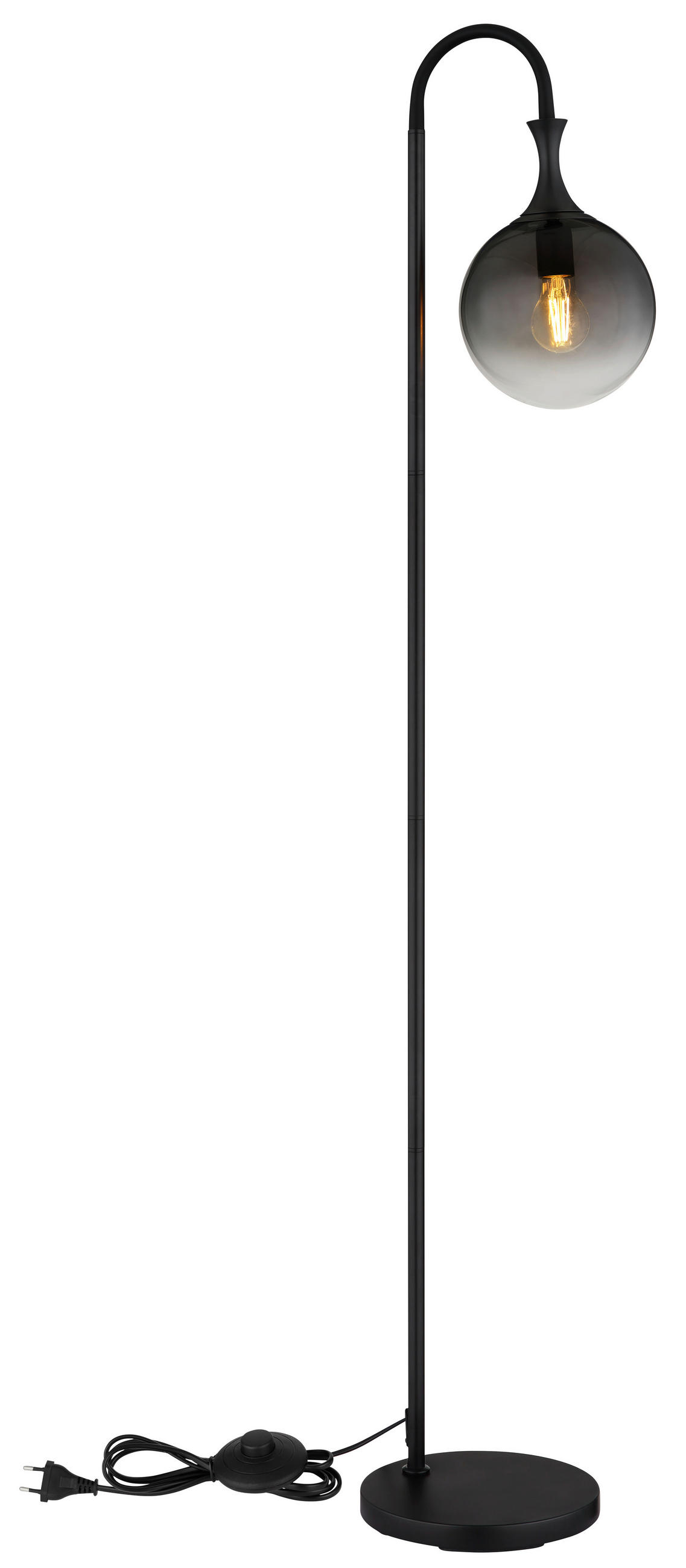STOJACÍ LAMPA, 29/25/152 cm - šedá/černá, Design, kov/sklo (29/25/152cm) - Globo