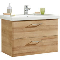 MOSDÓSZEKRÉNY MOSDÓVAL  - krómszínű/tölgyfa színű, Konventionell, faalapú anyag/kerámia (82cm) - Xora