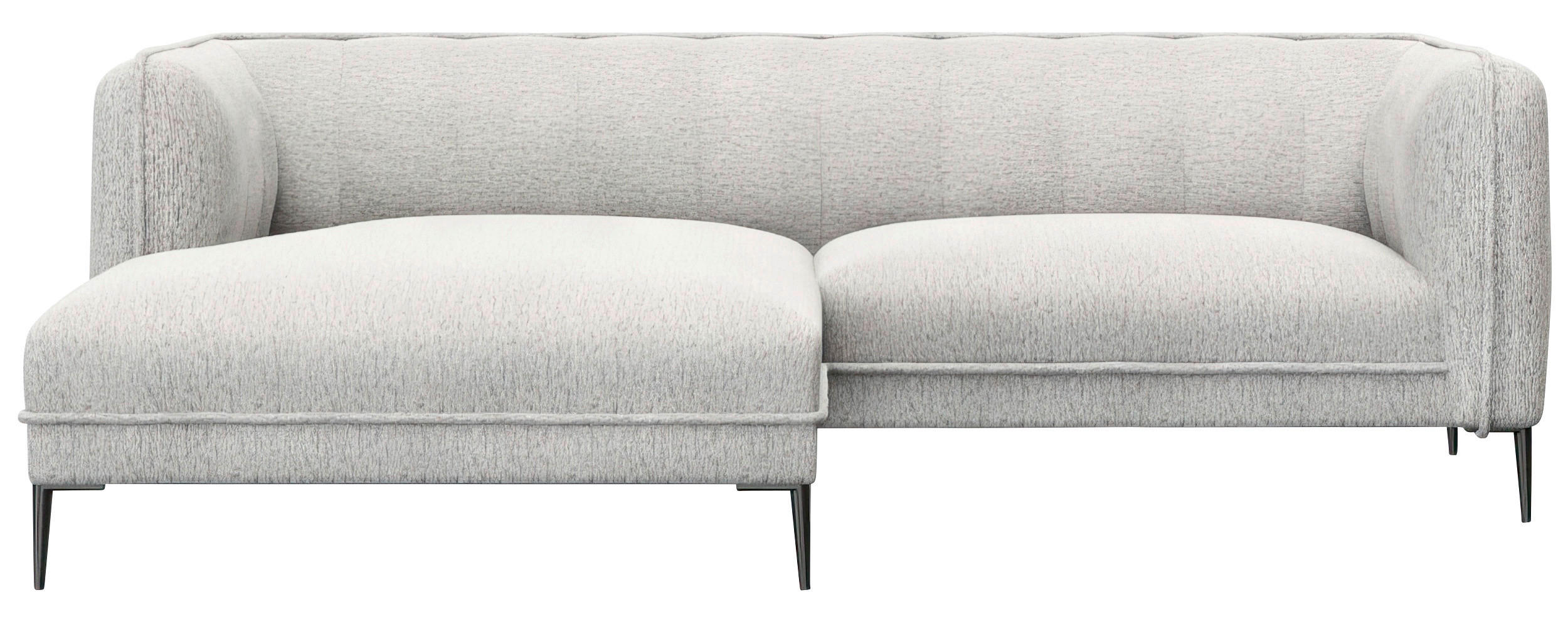 ECKSOFA Hellgrau Chenille, Webstoff, Flachgewebe  - Hellgrau/Schwarz, Design, Holz/Textil (149/211cm) - Livetastic