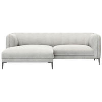ECKSOFA Hellgrau Chenille, Webstoff, Flachgewebe  - Hellgrau/Schwarz, Design, Holz/Textil (149/211cm) - Livetastic