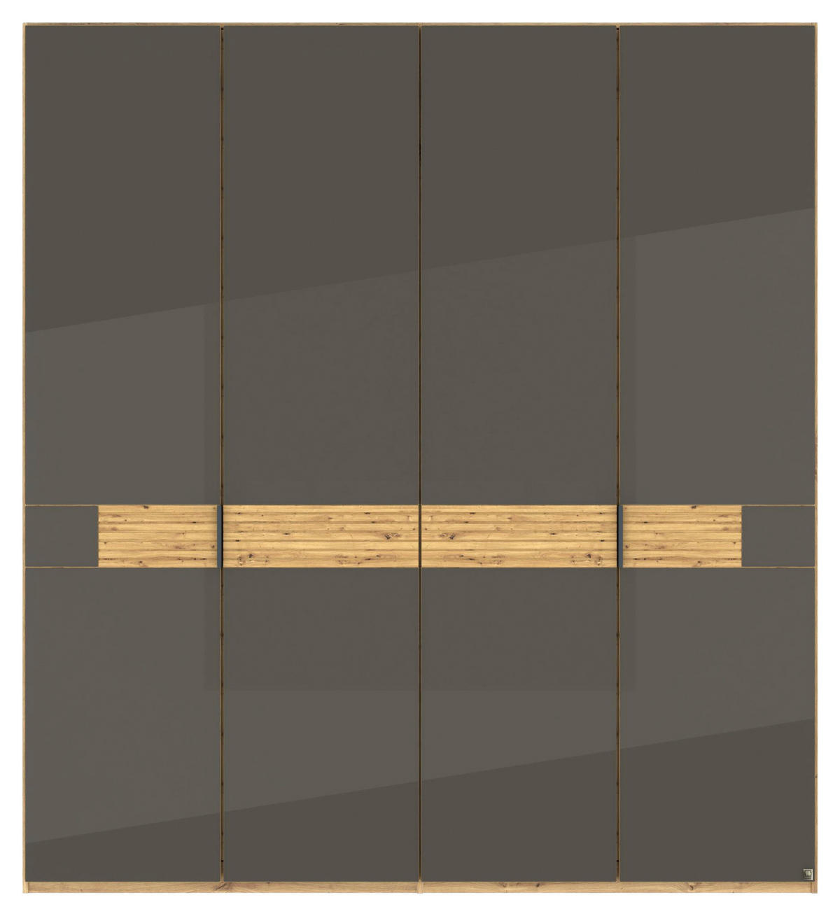 DREHTÜRENSCHRANK 200/216/58 cm,  in Braun, Eiche Bianco, 4 Tür(en)  - Schieferfarben/Eiche Bianco, Design, Glas/Holz (200/216/58cm) - Musterring