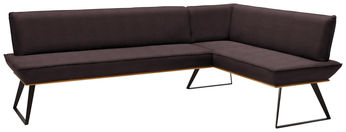 ECKBANK in Holz, Metall, Textil Braun, Schwarz, Eichefarben  - Eichefarben/Schwarz, Design, Holz/Textil (223/163cm) - Voleo