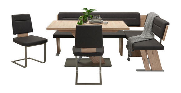 ECKBANKGRUPPE in Metall, Textil, Holzwerkstoff Eichefarben, Dunkelgrau - Eichefarben/Dunkelgrau, KONVENTIONELL, Holzwerkstoff/Textil (155/205cm) - Cantus