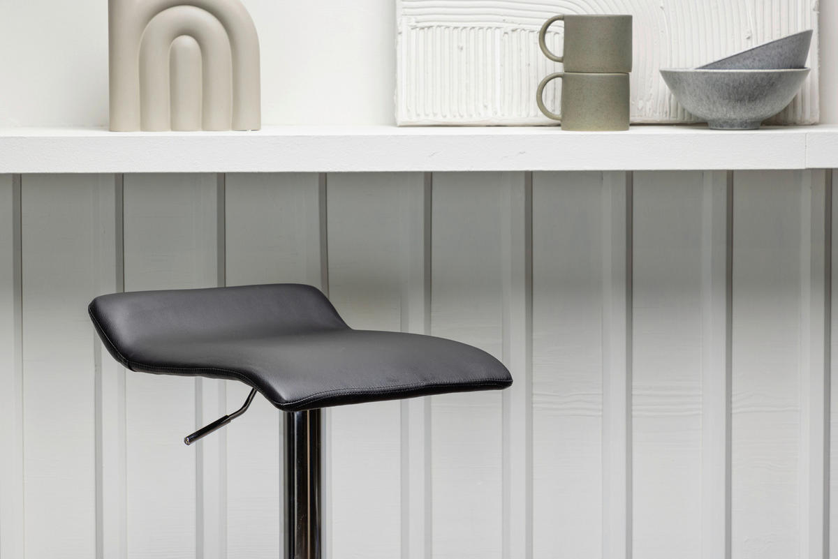 BARHOCKER-SET in Schwarz, Silberfarben  - Silberfarben/Schwarz, Design, Textil/Metall (38/84/38cm) - Livetastic