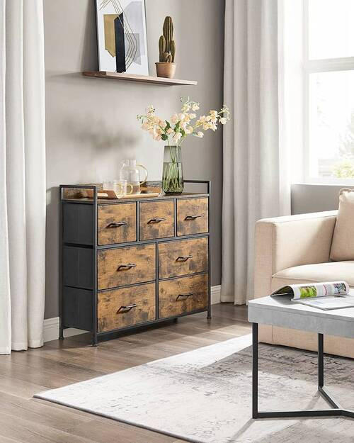 Thumbnail - Boxxx Kommode, Braun, Schwarz, Metall, 7 Schublade(n) Schubladen, 98x85x28.5 cm, Typenauswahl, Beimöbel erhältlich, steh...