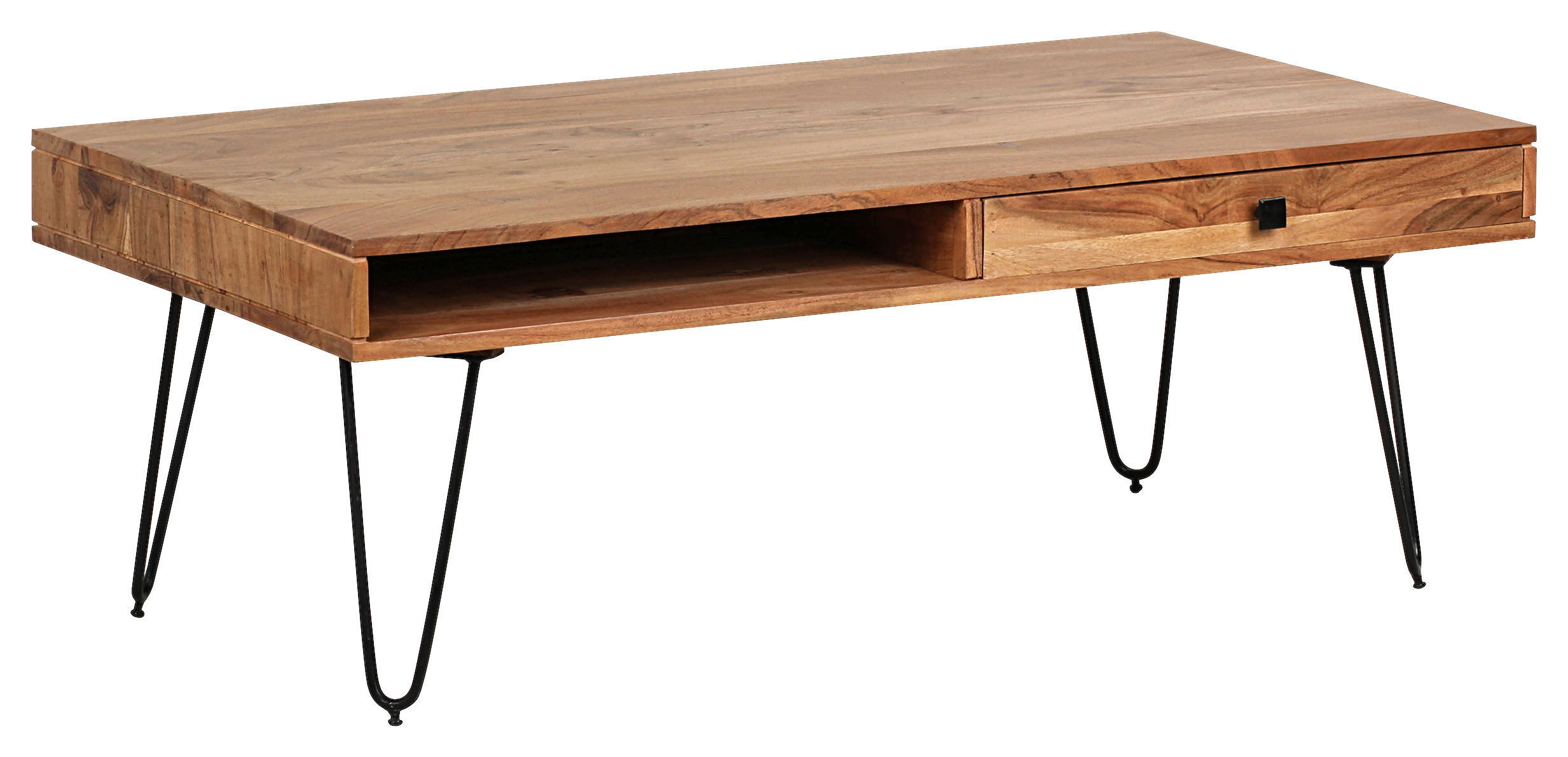 Couchtisch Holz Mit Stauraum Bagli, Akazie/schwarz