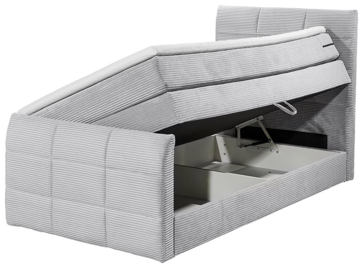 BOXSPRINGBETT 100/200 cm  in Hellgrau  - Hellgrau/Schwarz, Modern, Holzwerkstoff/Kunststoff (100/200cm) - MID.YOU
