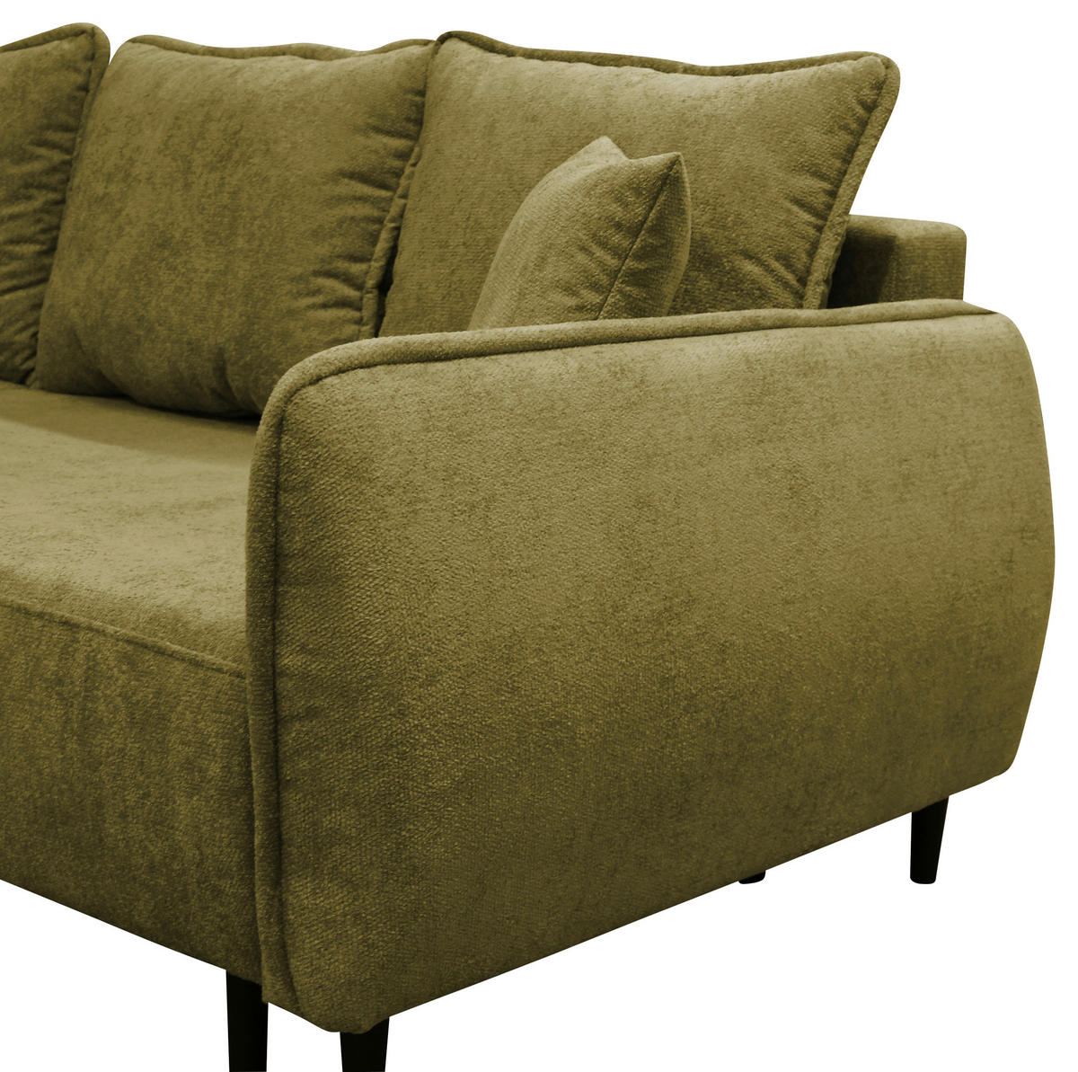 ECKSOFA MURANO Grün Chenille Zierkissen, Rückenkissen, Bettkasten  - Schwarz/Grün, Design, Holz/Textil (167/242cm) - MID.YOU