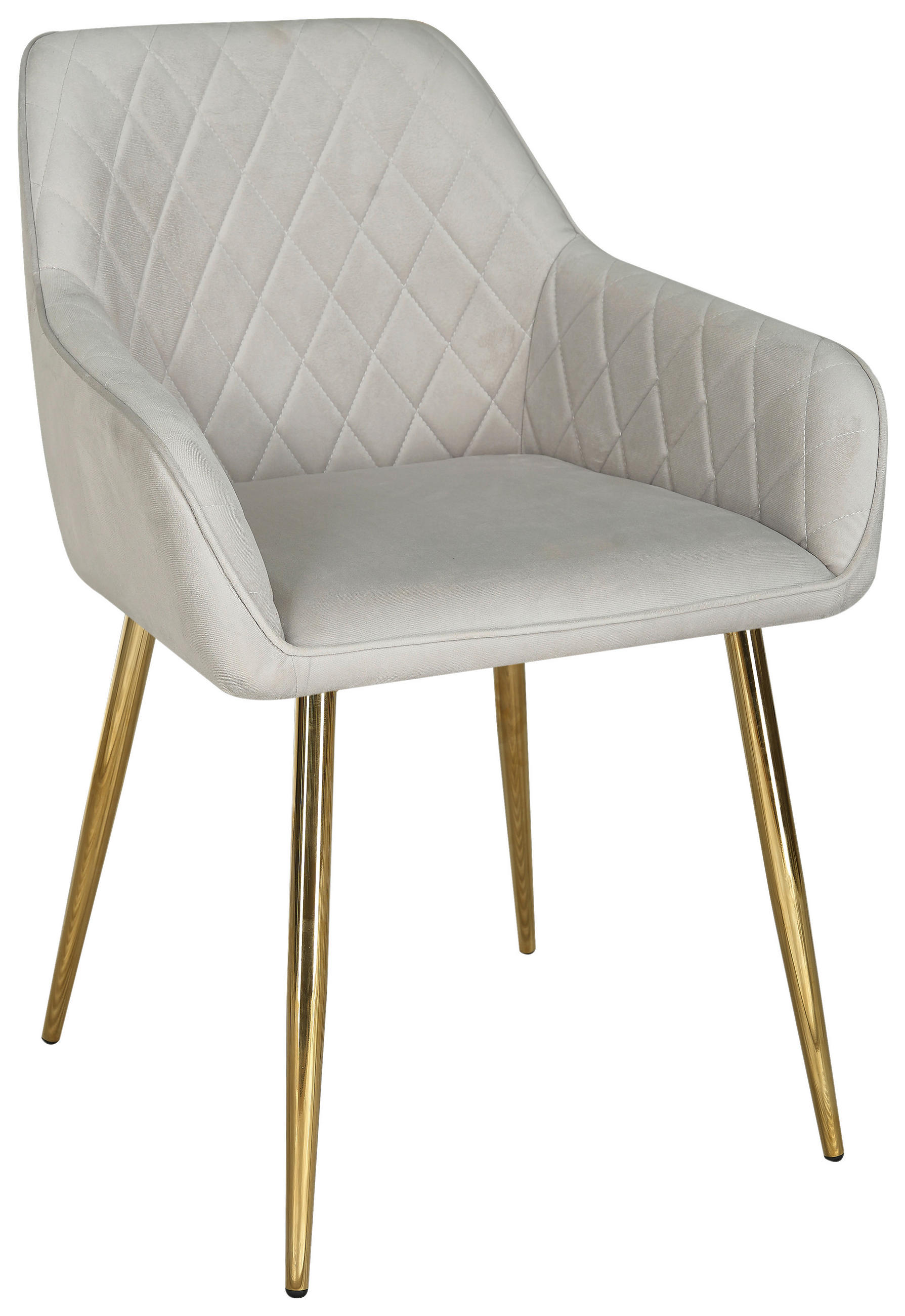 ARMLEHNSTUHL   Samt  Goldfarben, Greige  - Greige/Goldfarben, Design, Textil/Metall (56/83/61,5cm) - Novel