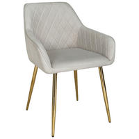 ARMLEHNSTUHL   Samt  Goldfarben, Greige  - Greige/Goldfarben, Design, Textil/Metall (56/83/61,5cm) - Novel