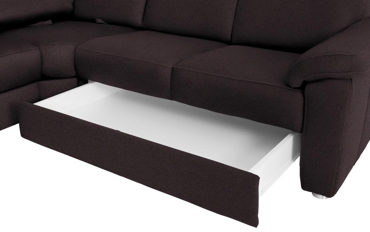 WOHNLANDSCHAFT in Flachgewebe Mokka  - Chromfarben/Mokka, KONVENTIONELL, Textil/Metall (163/336/240cm) - Beldomo System