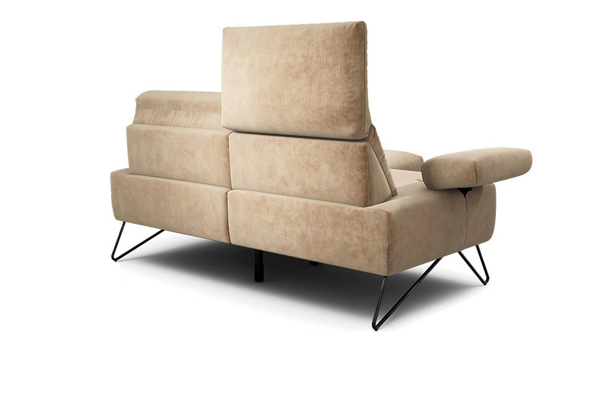 2-SITZER-SOFA Samt Sandfarben  - Sandfarben/Schwarz, Design, Textil/Metall (164-194/85/86-94cm) - SENSOO