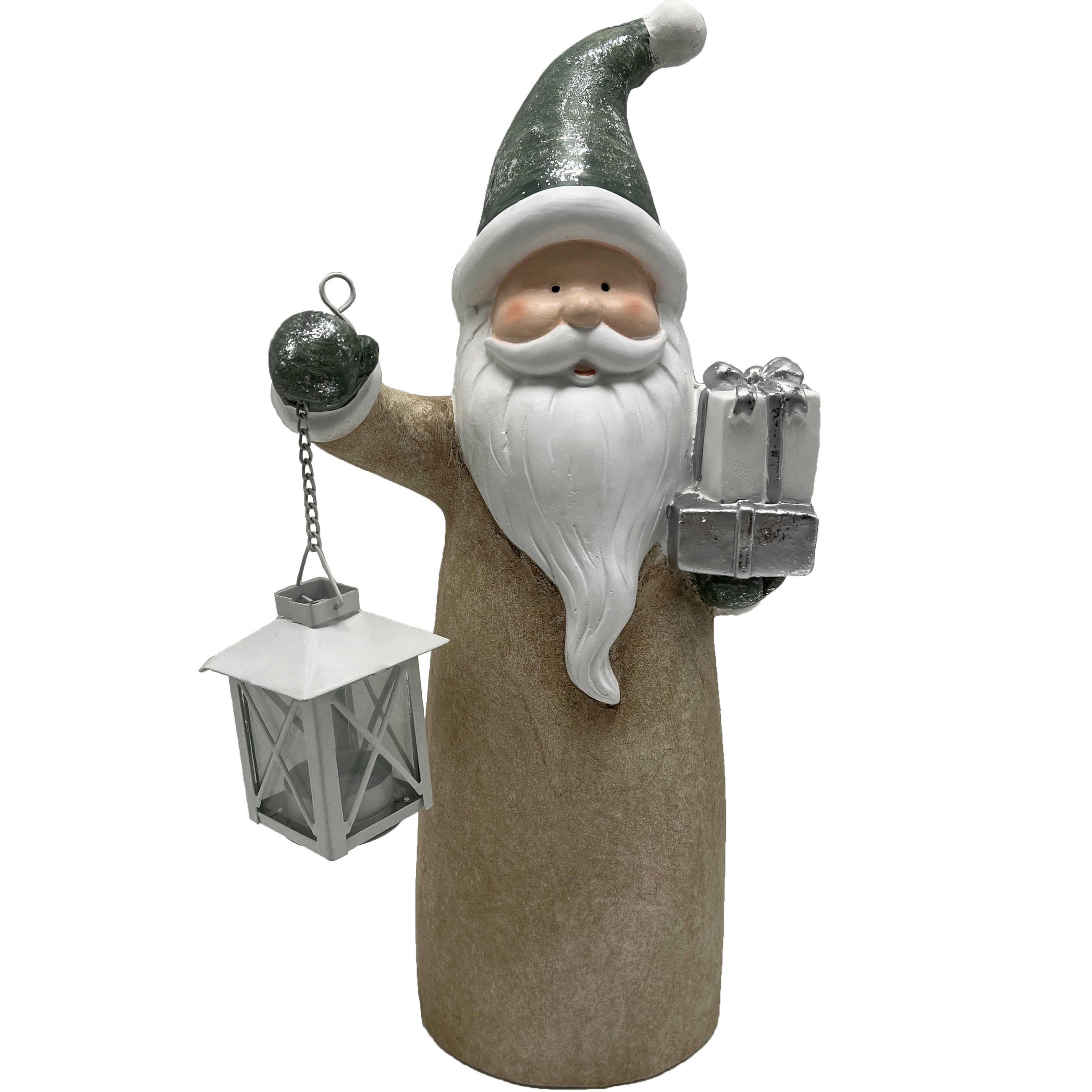 X-Mas Weihnachtsmann Braun, Grau, Grün, Silber, Weiß 21.5x45.5x15 cm