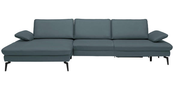 ECKSOFA in Echtleder Grau 157/325 cm - Schwarz/Grau, Design, Leder/Metall (157/325cm) - Dieter Knoll