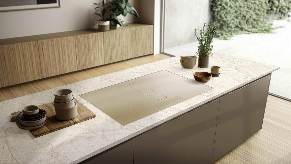 KOCHFELD-DUNSTABZUG-KOMBI HELO PERFECTO 800 OKTA  - Champagner, Basics, Glas/Metall (80/52/24cm) - HKT