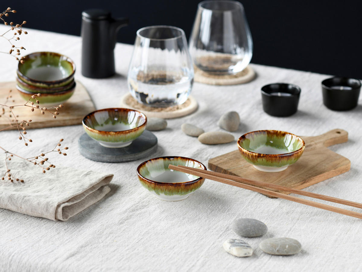 DIPSCHALENSET Keramik Steinzeug  - Weiß/Grün, Design, Keramik - Creatable