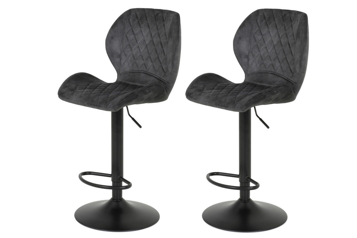 BARHOCKER in Metall, Textil Anthrazit  - Anthrazit/Schwarz, MODERN, Textil/Metall (42/96-117/51cm) - MID.YOU