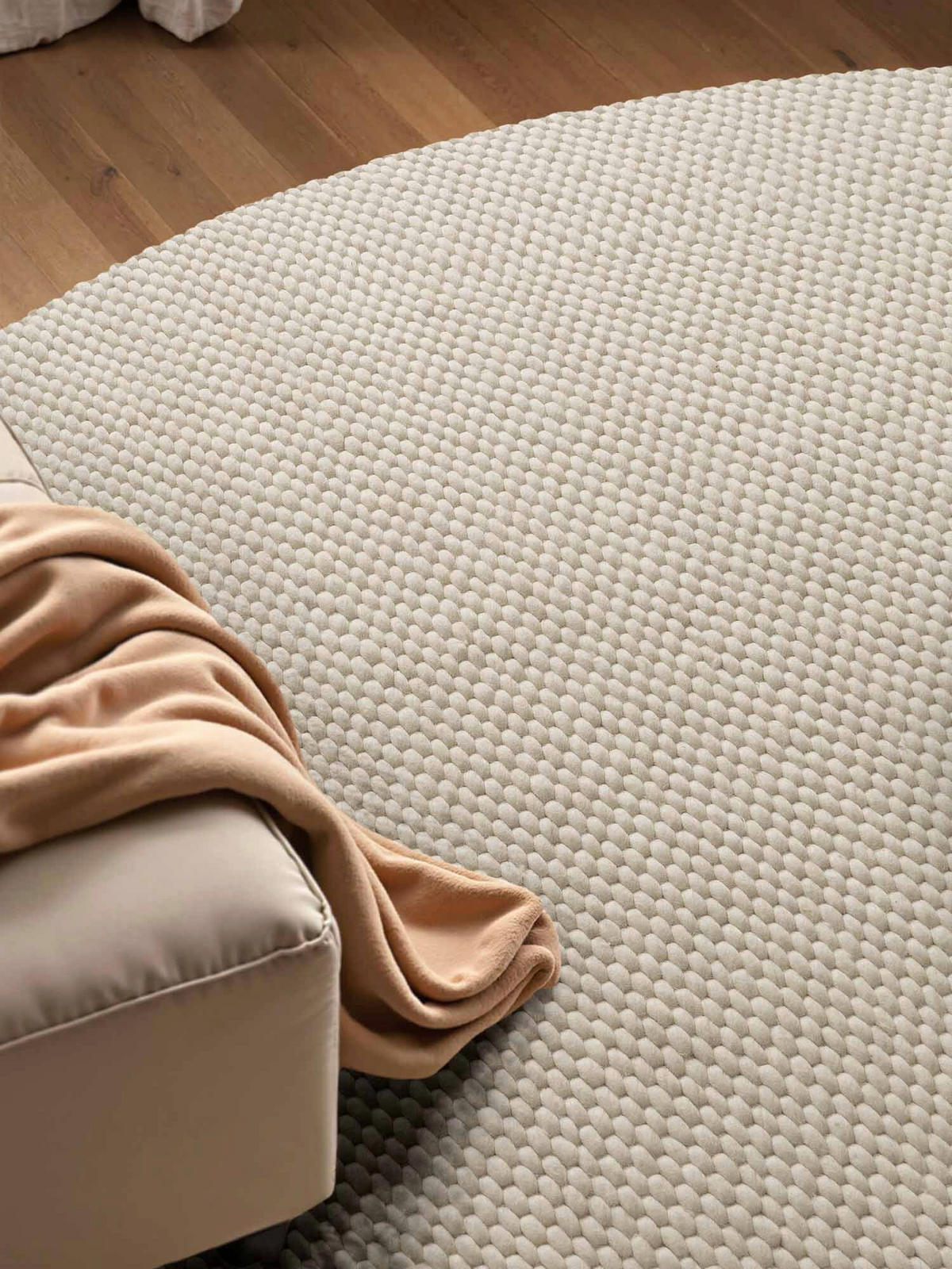 WOLLTEPPICH 160 cm Lyon Creme rund  - Creme, Basics, Textil (160cm) - Elle Decoration