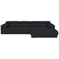 ECKSOFA in Echtleder Anthrazit  - Chromfarben/Anthrazit, Design, Leder/Metall (330/190cm) - Beldomo Speed