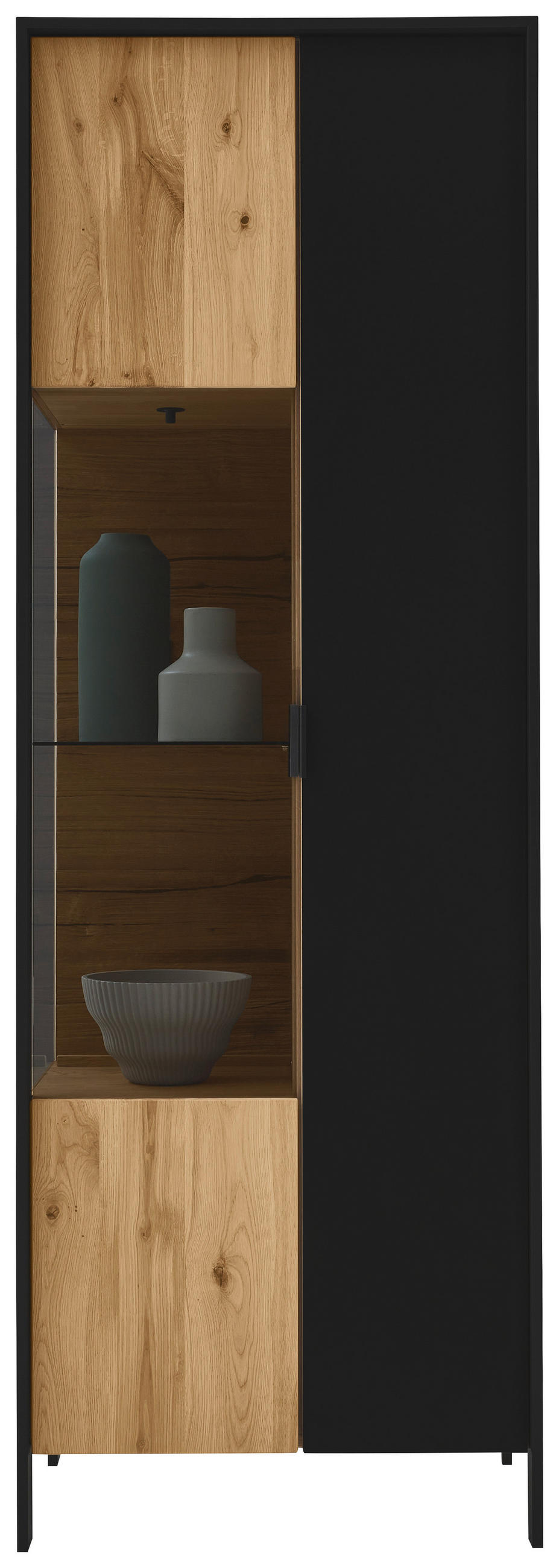 VITRINE Graphitfarben, Eichefarben  68/199,1/44,6 cm  - Eichefarben/Graphitfarben, Natur, Glas/Holz (68/199,1/44,6cm) - Valdera