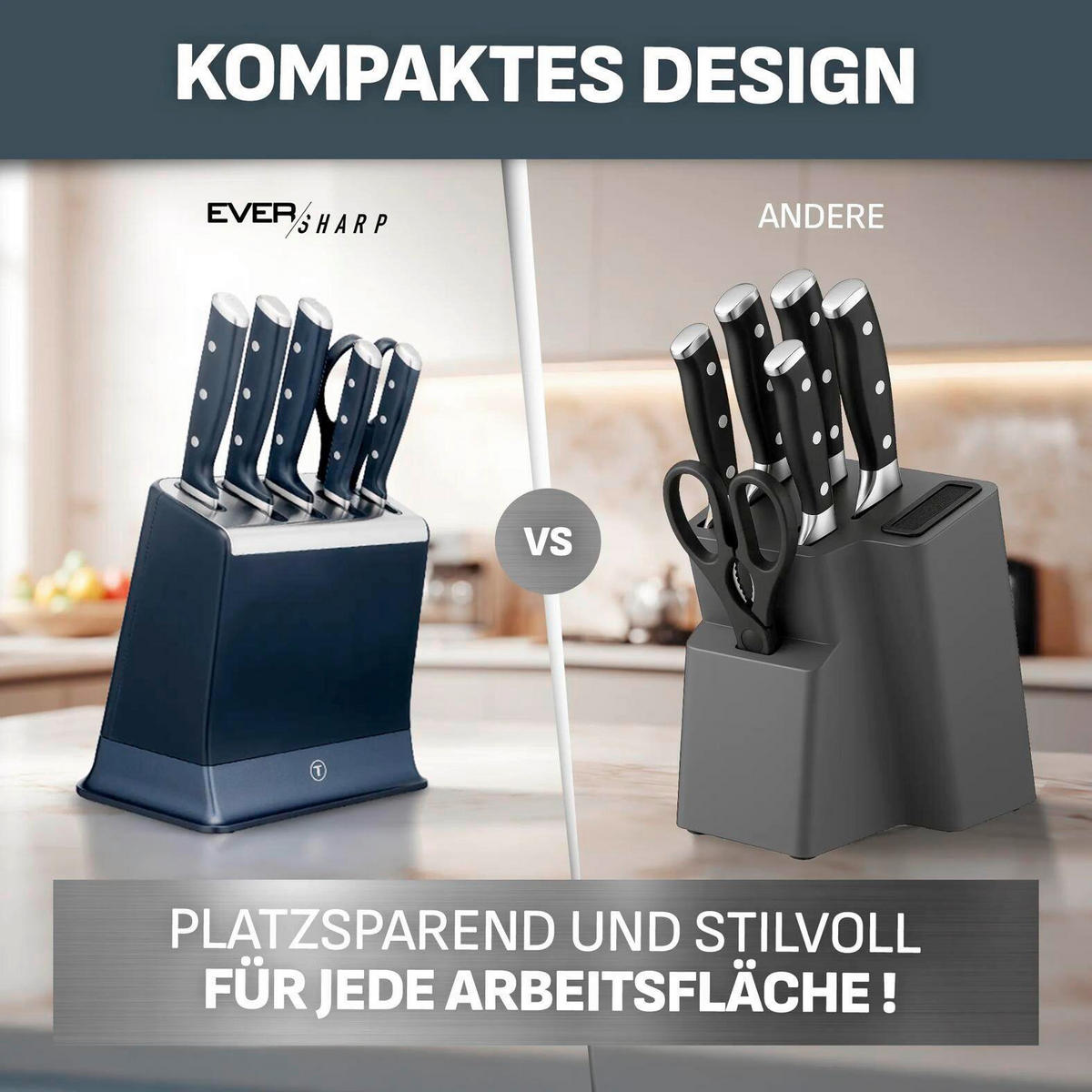 BLOK NA NOŽE  6dílné - tmavě modrá, Konvenční, kov/plast - Tefal