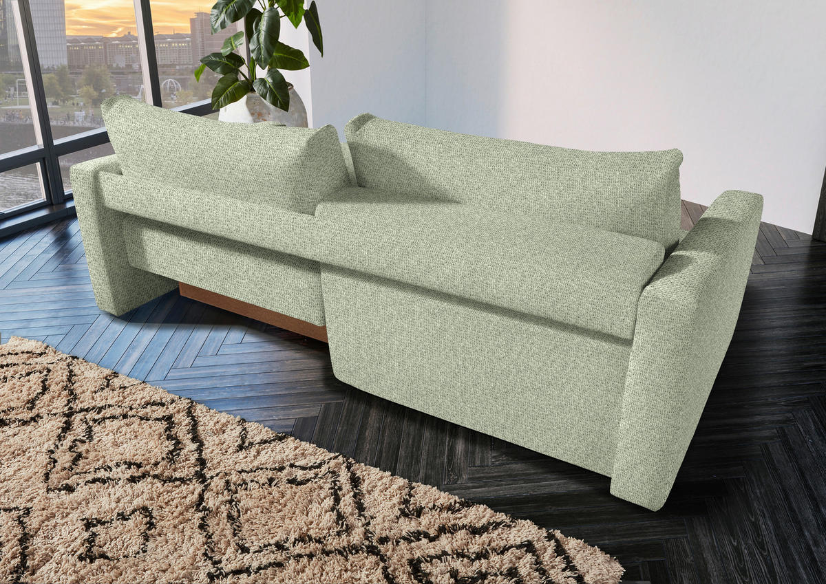 2,5-SITZER Flachgewebe Hellgrün  - Schwarz/Hellgrün, Design, Kunststoff/Textil (240/70/125cm) - Livetastic