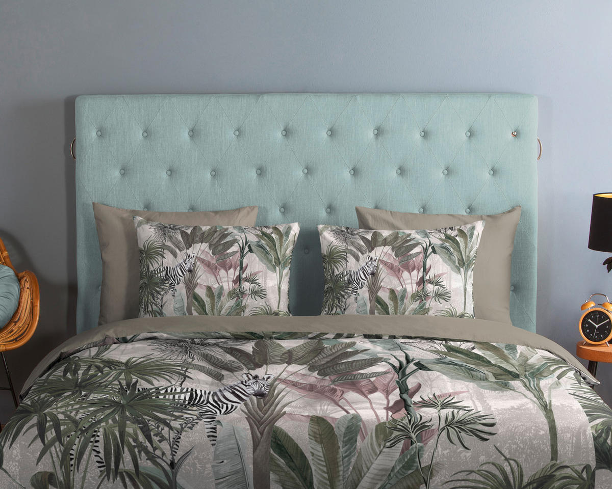WENDEBETTWÄSCHE Irene Renforcé 155/220 cm  - Jadegrün/Hellgrau, Design, Textil (155/220cm)