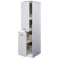 APOTHEKERSCHRANK 30/160,6/60 cm  in Weiß  - Edelstahlfarben/Weiß, KONVENTIONELL, Holzwerkstoff/Kunststoff (30/160,6/60cm) - FlexWell