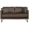 2-SITZER-SOFA in Samt Braun  - Schwarz/Braun, Design, Textil/Metall (150/78/84cm) - Carryhome