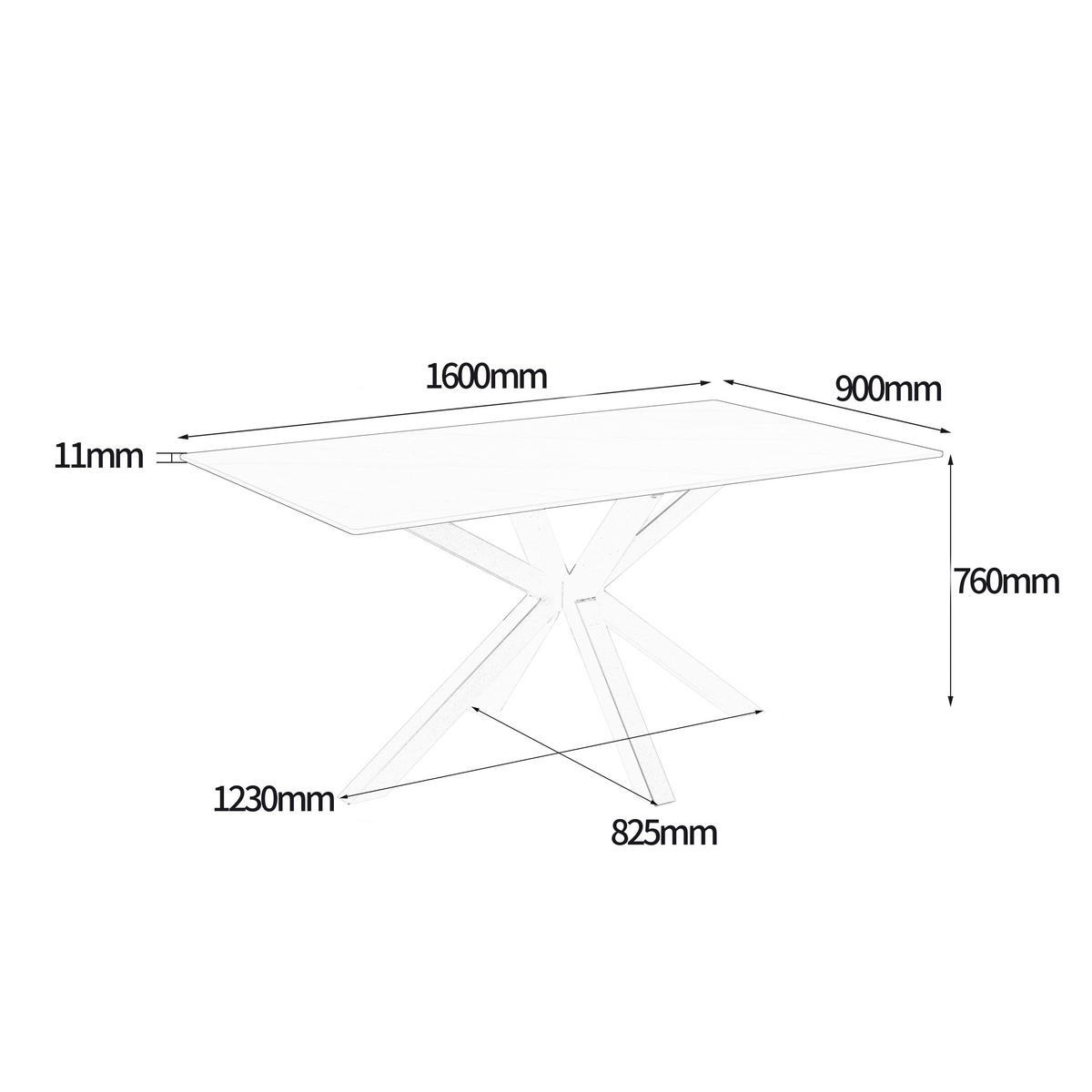 JEDILNA MIZA, črna, bela  - črna/bela, Moderno, kovina/keramika (160/90/76cm) - MID.YOU