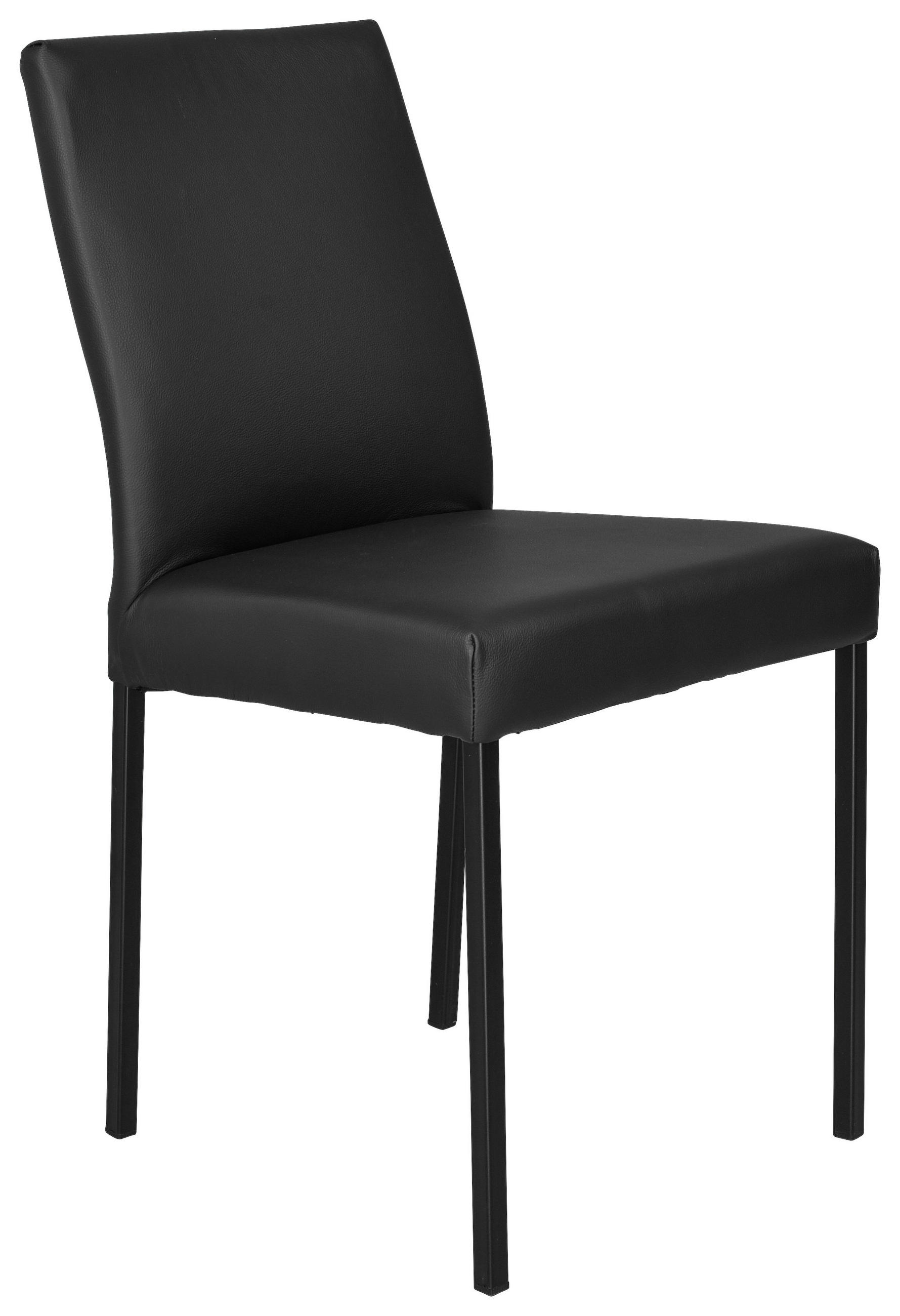 STUHL  in Stahl Echtleder  - Schwarz, Konventionell, Leder/Metall (45/89/44cm)