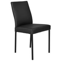 STUHL  in Stahl Echtleder  - Schwarz, Konventionell, Leder/Metall (45/89/44cm)