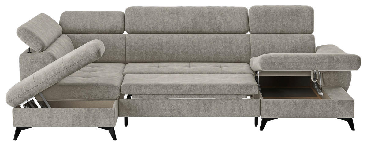 WOHNLANDSCHAFT in Schlammfarben  - Schlammfarben/Schwarz, Textil/Metall (207/324/166cm) - MID.YOU