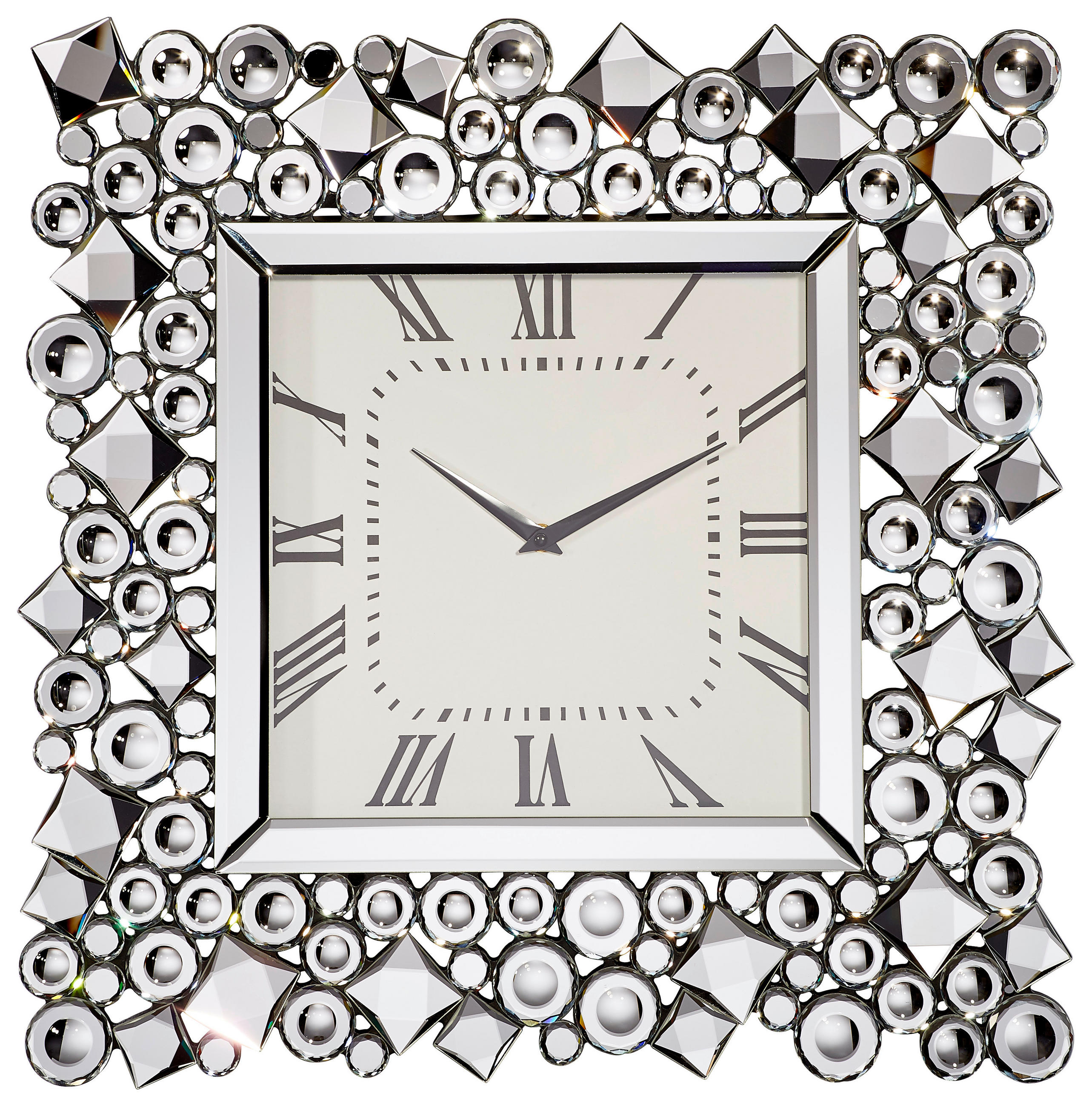 WANDUHR  Schwarz, Silberfarben  - Silberfarben/Schwarz, Glas/Holzwerkstoff (49/49/4,5cm) - Ambia Home