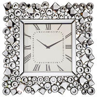 WANDUHR  Schwarz, Silberfarben  - Silberfarben/Schwarz, Glas/Holzwerkstoff (49/49/4,5cm) - Ambia Home