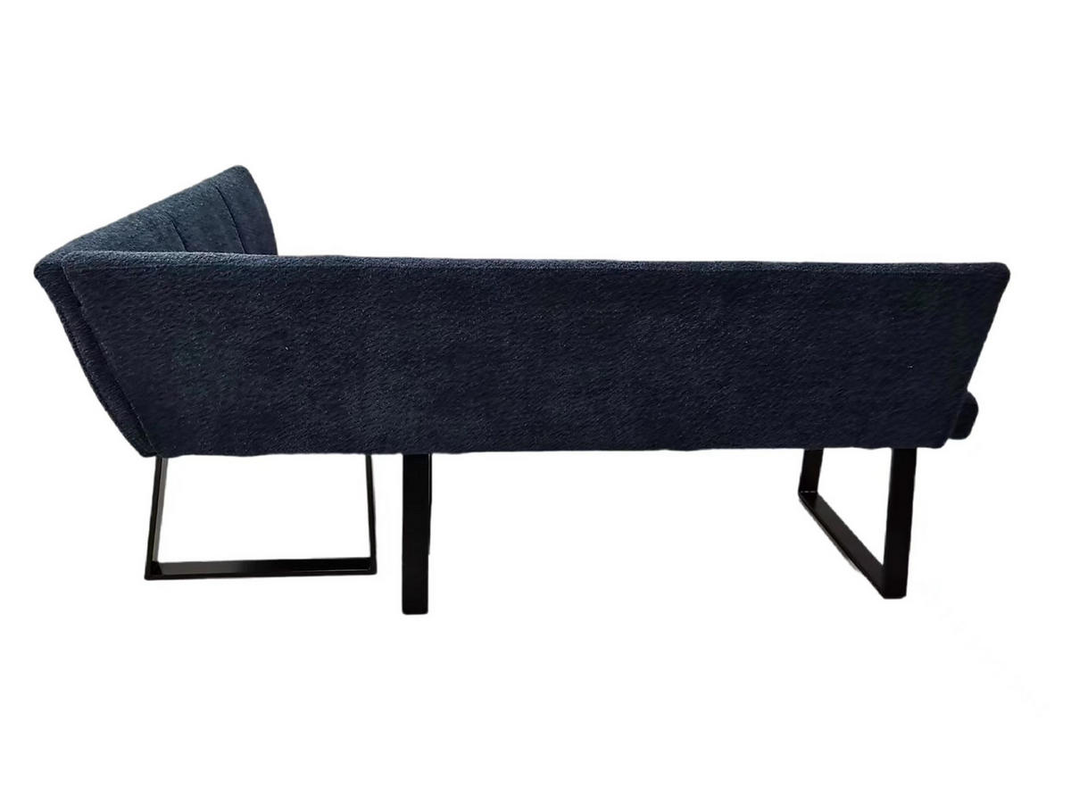 ECKBANK in Metall, Textil Dunkelblau  - Schwarz/Dunkelblau, Modern, Textil/Metall (190/150cm) - MID.YOU