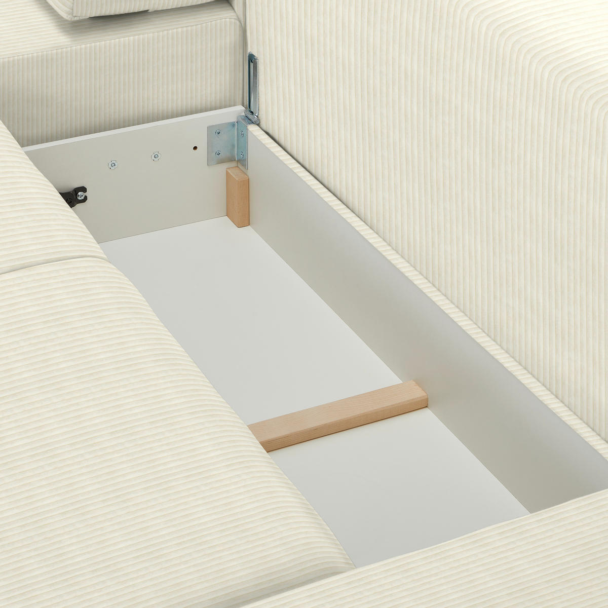 WOHNLANDSCHAFT in Cord Creme  - Buchefarben/Creme, Konventionell, Holz/Kunststoff (283/371/208cm) - Livetastic