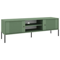 NÍZKÁ KOMODA, tmavě zelená, 154,5/50,5/39 cm - černá/tmavě zelená, Design, kov/kompozitní dřevo (154,5/50,5/39cm) - Xora