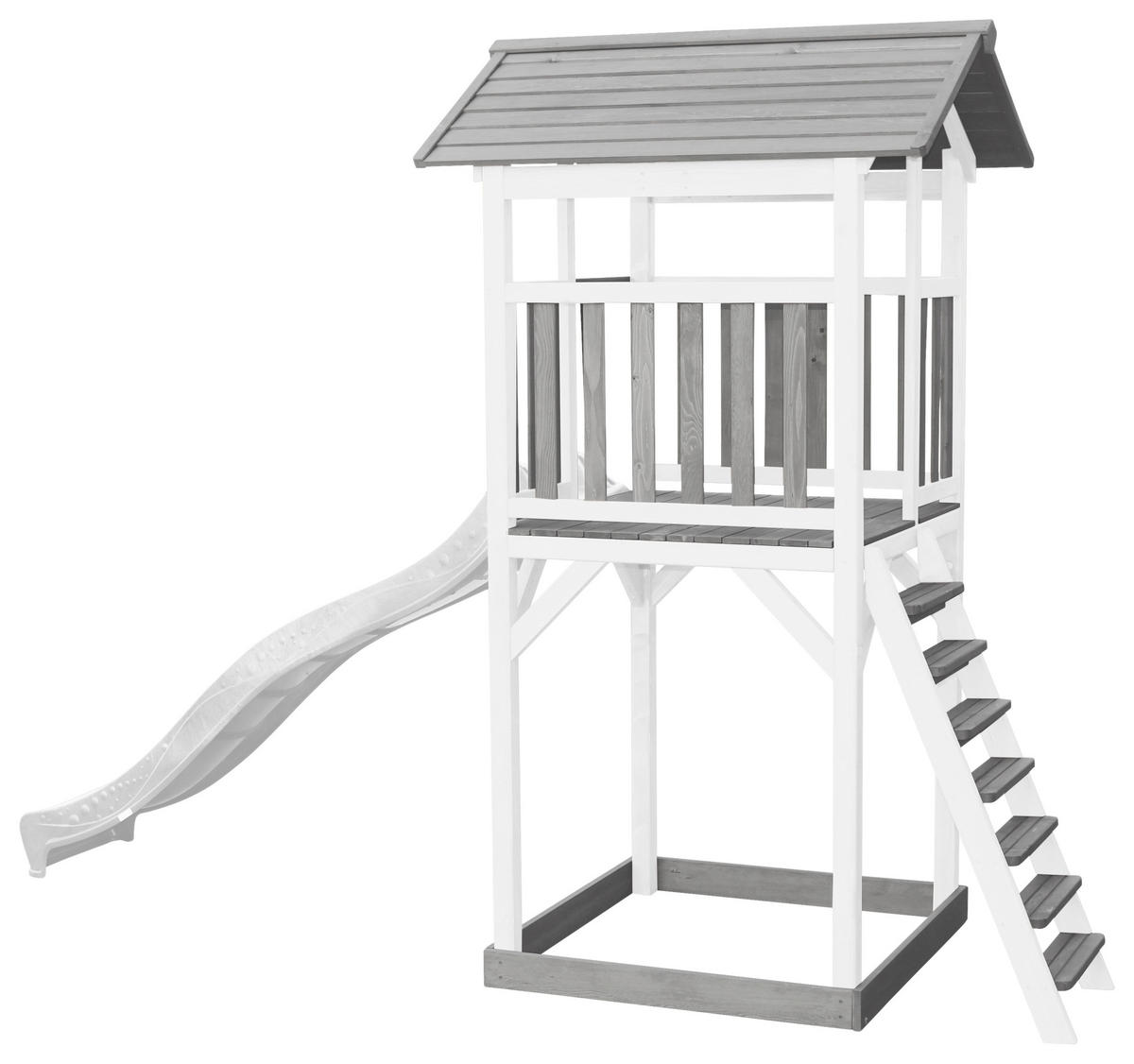 SPIELTURM 111,2/241,9/349 cm  - Weiss/Grau, Konventionell, Holz/Kunststoff (111,2/241,9/349cm)