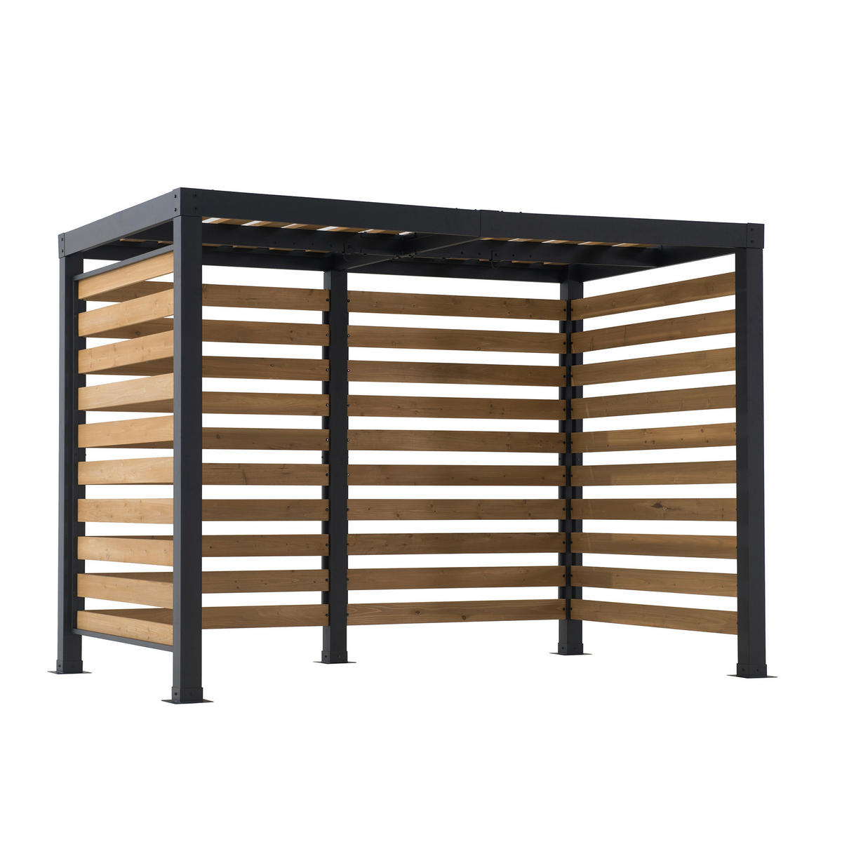 PAVILLON 313/223/191 cm Stahl  - Lärchefarben/Schwarz, MODERN, Holz/Metall (313/223/191cm) - Modante