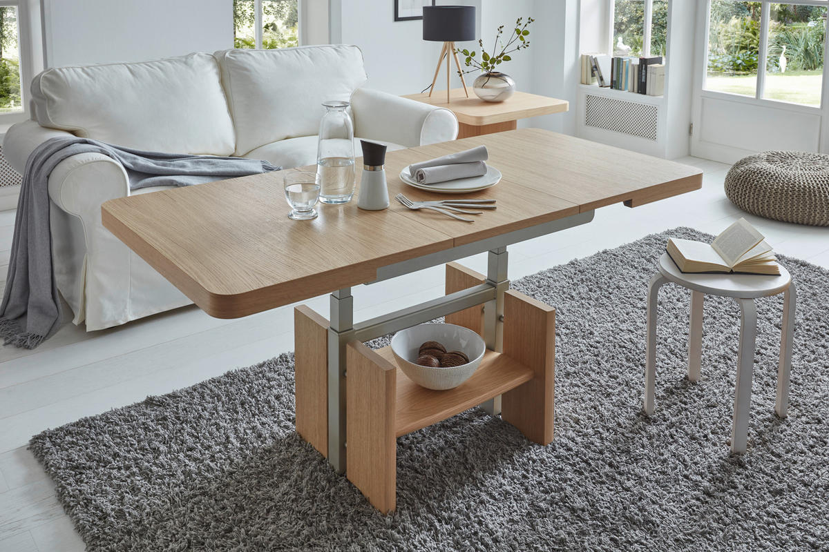 COUCHTISCH furniert, teilmassiv 110-150/70/56-75 cm rechteckig Eichefarben  - Eichefarben, KONVENTIONELL, Holzwerkstoff (110-150/70/56-75cm) - Venda